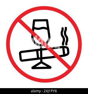 No alcohol and cigarettes icon linear logo mark set collection in black and white for web Stock Vector