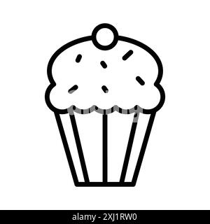 Muffin Icon linear logo mark set collection in black and white for web Stock Vector