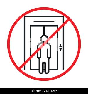 No Elevator Sign icon linear logo mark set collection in black and white for web Stock Vector