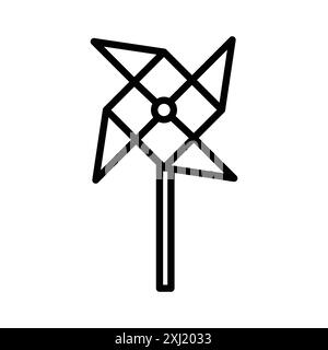 paper Windmill icon linear logo mark set collection in black and white for web Stock Vector