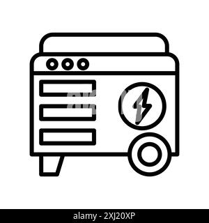 Portable power generator icon linear logo mark set collection in black and white for web Stock Vector