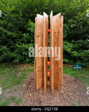 Wood sculpture in the garden at Burghley House, Stamford, England. Stock Photo