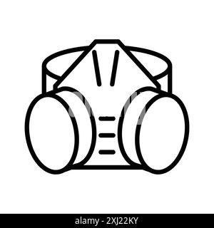 Respirator with filter cartridges icon linear logo mark set collection in black and white for web Stock Vector