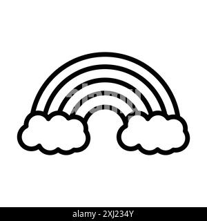 Rainbow icon linear logo mark set collection in black and white for web Stock Vector