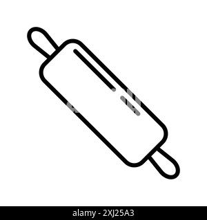 rolling pin icon linear logo mark set collection in black and white for web Stock Vector