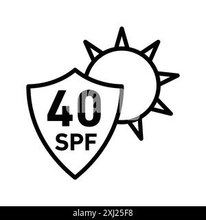 Sun protection factor 40 icon linear logo mark set collection in black and white for web Stock Vector
