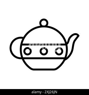 Teapot icon linear logo mark set collection in black and white for web Stock Vector