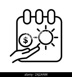 Unlimited PTO icon linear logo mark set collection in black and white for web Stock Vector