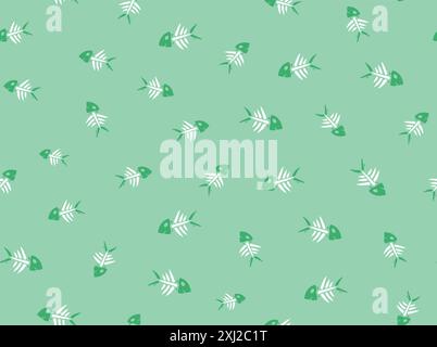 Vector fish pattern illustration. Art with stylized fish in simple lines. Design for wallpapers, backgrounds, fabrics, etc. Stock Vector