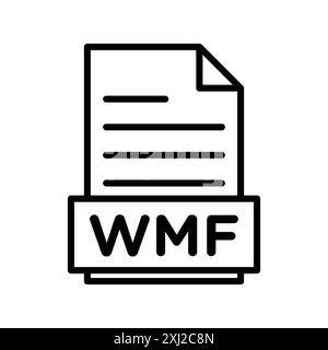 WMF File Document Icon linear logo mark set collection in black and white for web Stock Vector