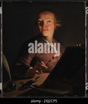 Self-portrait by Candlelight Juel, Jens 1745 - 1802 Painting Self-portrait by Candlelight Stock Photo