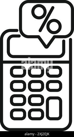 Calculator showing discount percentage symbol in speech bubble, perfect for representing sale promotion Stock Vector