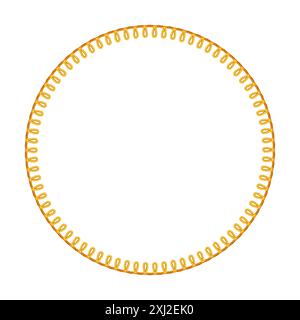 Yellow Rope Textured Stitched Round Frame Stock Vector