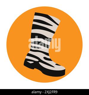 Zebra Pattern Rubber Boot Icon Stock Vector