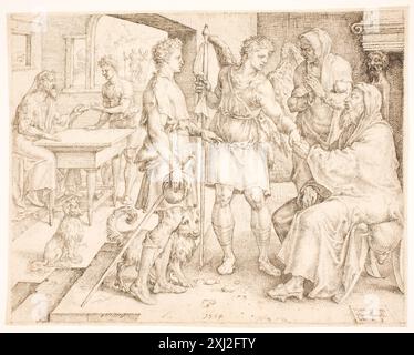 Drawing by Maarten van Heemskerck showing Mary Magdalen washing Christ ...