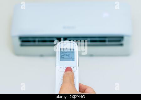 Air conditioner, remote control. Stock Photo