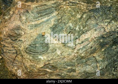 The Granodiorite rocks at the fault junction with surrounding quartzite rocks of the Rift system of the Southern Highlands have resulted in fractures Stock Photo