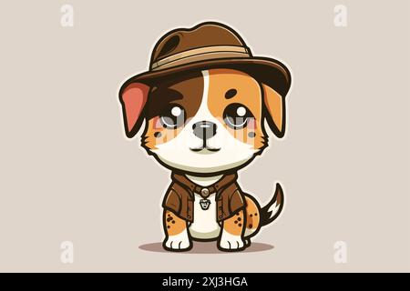 Dog Wearing a hat vector illustration Stock Vector