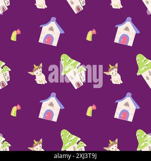 Cute unicorn seamless pattern for textile. Childish magic characters background. Childrens fairy and magic pattern. Stock Vector