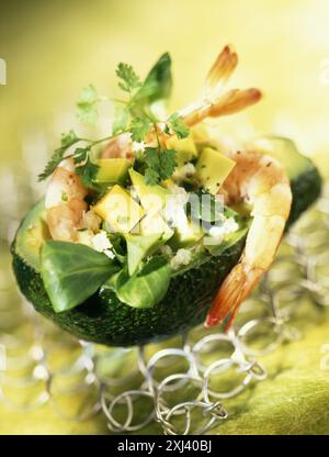 avocado surprise with prawns and crab Stock Photo