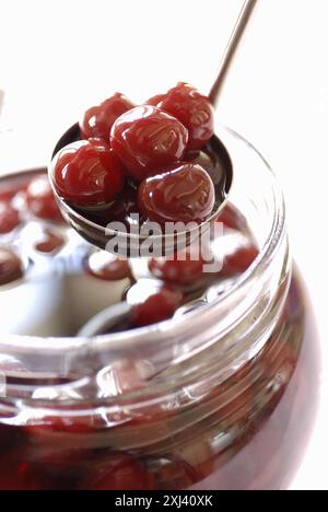 morello cherries in syrup Stock Photo