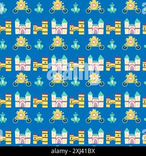 Cute unicorn seamless pattern for textile. Childish magic characters background. Childrens fairy and magic pattern. Stock Vector