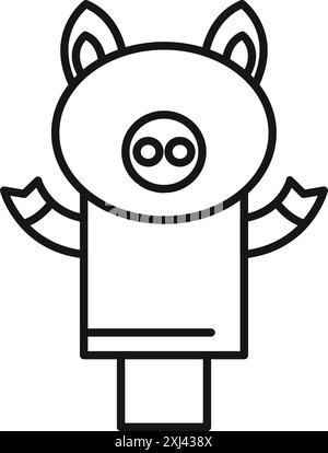 Funny pig puppet character waving hand cartoon for web design isolated on white background Stock Vector