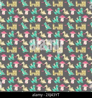 Cute unicorn seamless pattern for textile. Childish magic characters background. Childrens fairy and magic pattern. Stock Vector