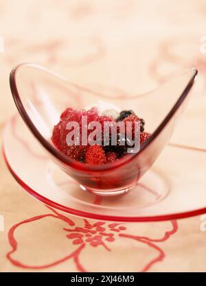 Sautéed red fruit and sangria granita Stock Photo
