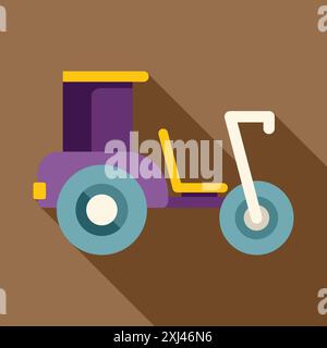 Purple and yellow agricultural machinery working the land, farming and agricultural industry concept Stock Vector