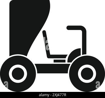 Black silhouette of a lunar roving vehicle driving on the surface of the moon Stock Vector