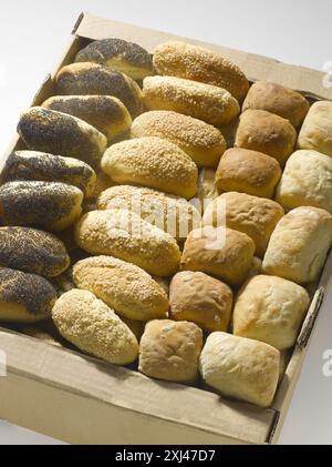 Carton of small breads Stock Photo