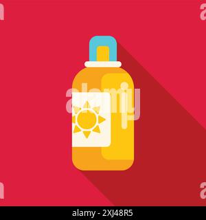 Sunscreen bottle protecting your skin from dangerous uv sun rays Stock Vector