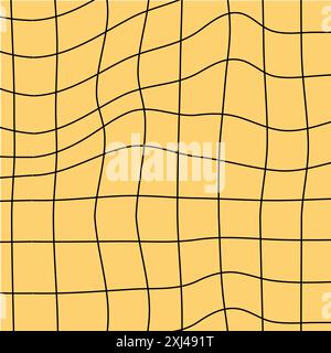 Psychedelic checkerboard background. Wavy vector illustrations, trendy psychedelic style and groovy color checkerboard. Stock Vector