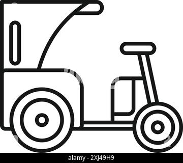 Line art icon of an electric rickshaw, highlighting its role in eco friendly transportation Stock Vector