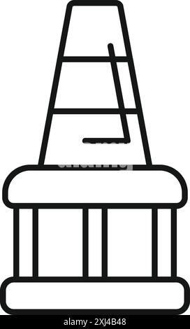 Geodetic tower standing on the ground and used for triangulation by surveyors Stock Vector