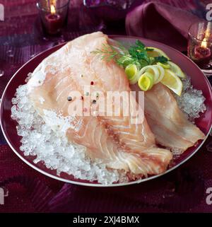 Raw pike-perch fillet Stock Photo