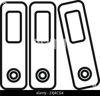 Three office folders standing in a row, representing organization and paperwork Stock Vector