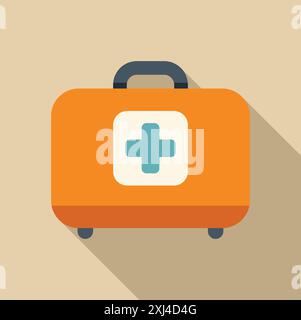 Orange first aid kit closed, showing the medical cross symbol, for helping injured people Stock Vector
