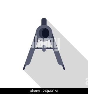 Drafting compass with long shadow, ideal for illustrations related to geometry, technical drawing, or education Stock Vector