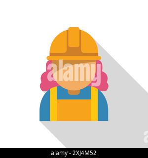 Colorful illustration of a female construction worker wearing a hard hat and safety vest Stock Vector