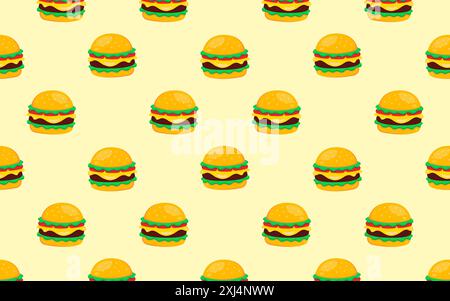 Seamless pattern. Hamburger. Vector illustration. Stock Vector