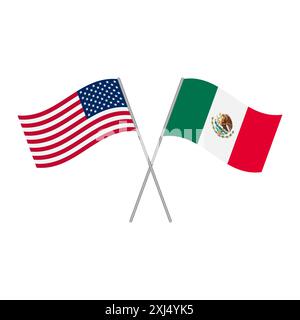 United States of America and Mexico flags Stock Vector