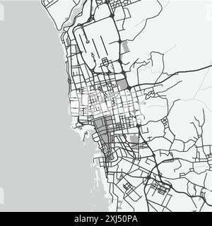 Map of Jeddah in Saudi Arabia in a sandy theme. Contains layered vector ...