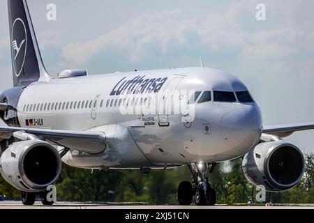 Fraport Airport with Lufthansa aircraft. Frankfurt am Main, Hesse, Germany Stock Photo