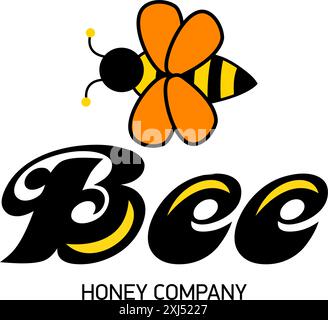 A cheerful bee. The logo of the honey manufacturing company. Vector illustration Stock Vector