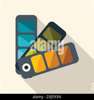 Color palettes overlapping, showing a variety of colorful swatches Stock Vector