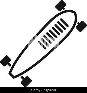 Simple icon of a longboard deck showing its wheels and grip tape Stock Vector