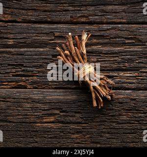 Smilax aspera - Dried organic sarsaparilla sticks Stock Photo