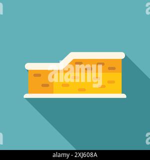 Adobe house building showing traditional architecture style, flat icon with long shadow Stock Vector